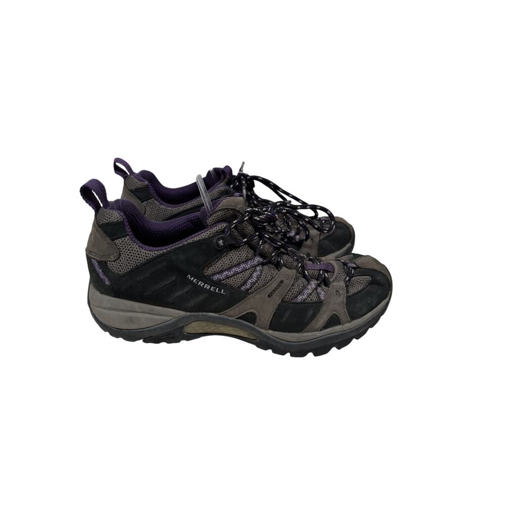 Merrell Siren Sport Hiking Shoes Womens 8 Black Purple Mesh Fabric Suede Upper